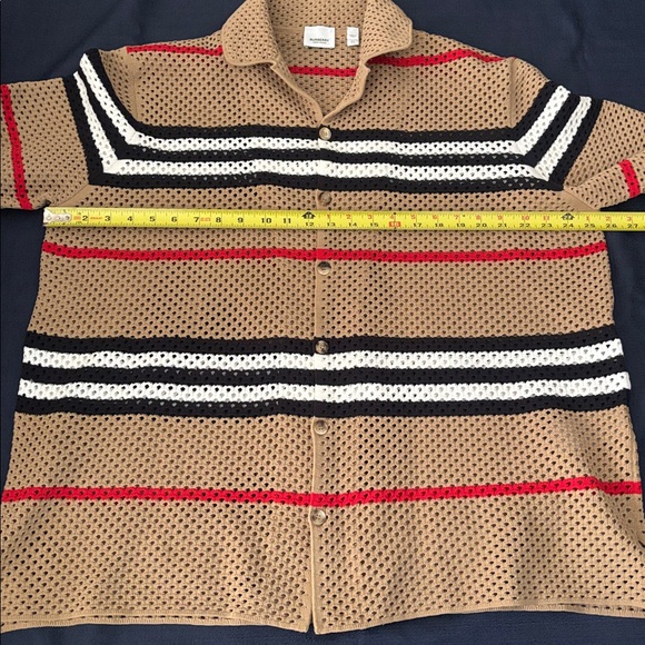 Burberry Tan  with Black, White, and Red Stripes - Picture 6 of 12